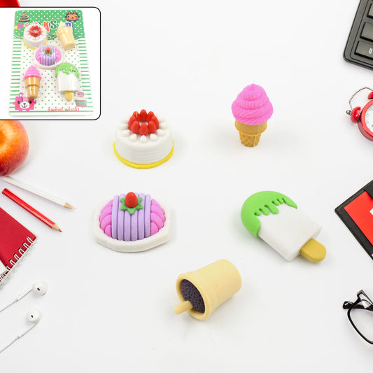 18032 3d Mix Design Fancy Stylish Colorful Erasers Mini Eraser Creative Cute Novelty Eraser For Children Different Designs Eraser Set For Return Gift Birthday Party School Prize (1 Set)