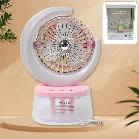 Desktop Fan - Camping Fan With Led Light Portable Humidifying Fan (1 Pc Plug Play Fan)