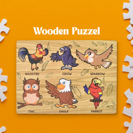 Wooden Bird Puzzle Learning Educational Board (1 Set 2820 Cm)