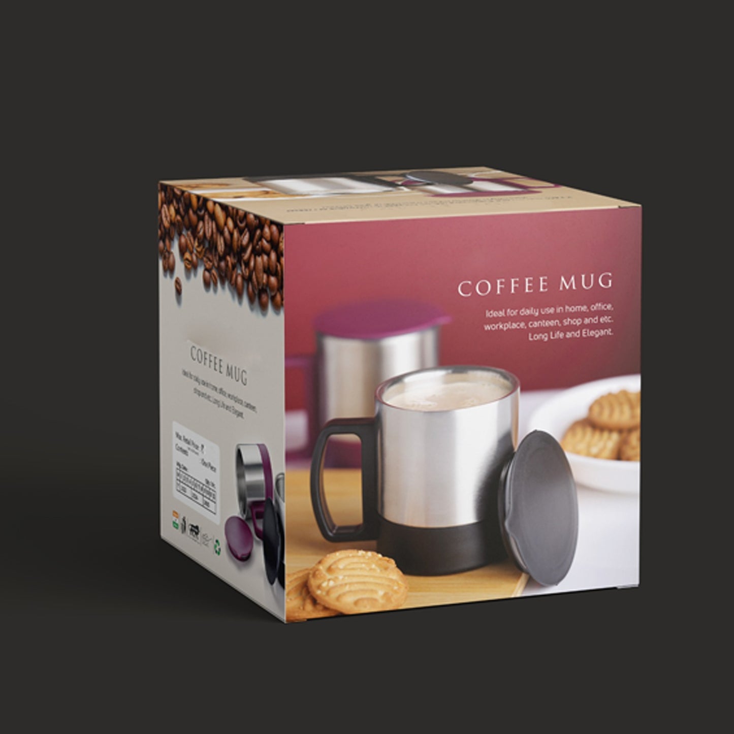 5565 Stainless Steel Coffeetea Cup Stainless Steel Lid Cover Hot Coffeetea Mug Hot Insulated Double Wall Stainless Steel Coffee And Milk Cup With Lid Handle Easy To Carry - Coffee Cup (1 Pc)