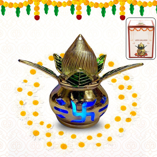Gold Plated Eco Friendly Led Kalash For Pooja Mandir (1 Pc Multicolor Led)
