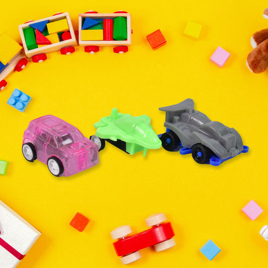 Mini Pull Back Car Aeroplane Plastic Pull Back Car Cartoon Toys (12 Pcs Set)
