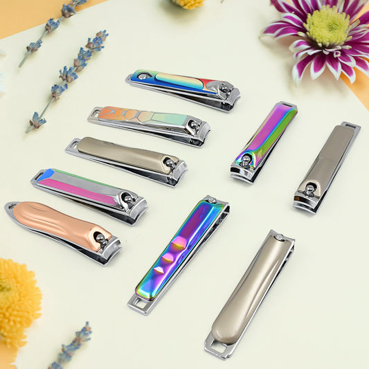 Stainless Steel Folding Portable Large Nail Clippers With Nail File (1 Pc Mix Design)
