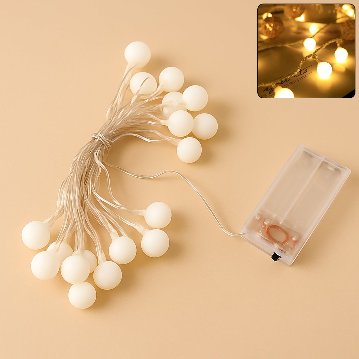 Battery Operated Warm White Globe Ball String Light