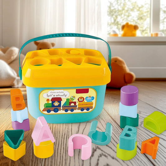 Baby First Block Set For Kids Non-toxic Abcd Geometric Shape Sorting Stacking Toy (1 Set)