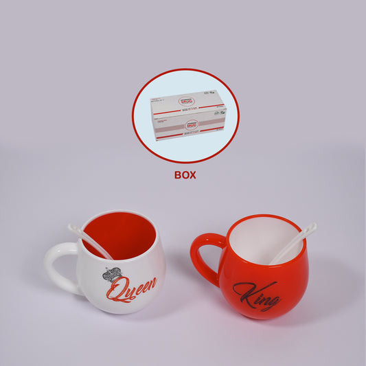 4764 King Queen Printed Couple Matching Coffeetea Plastic Coffee Mug (300ml Set Of 2)