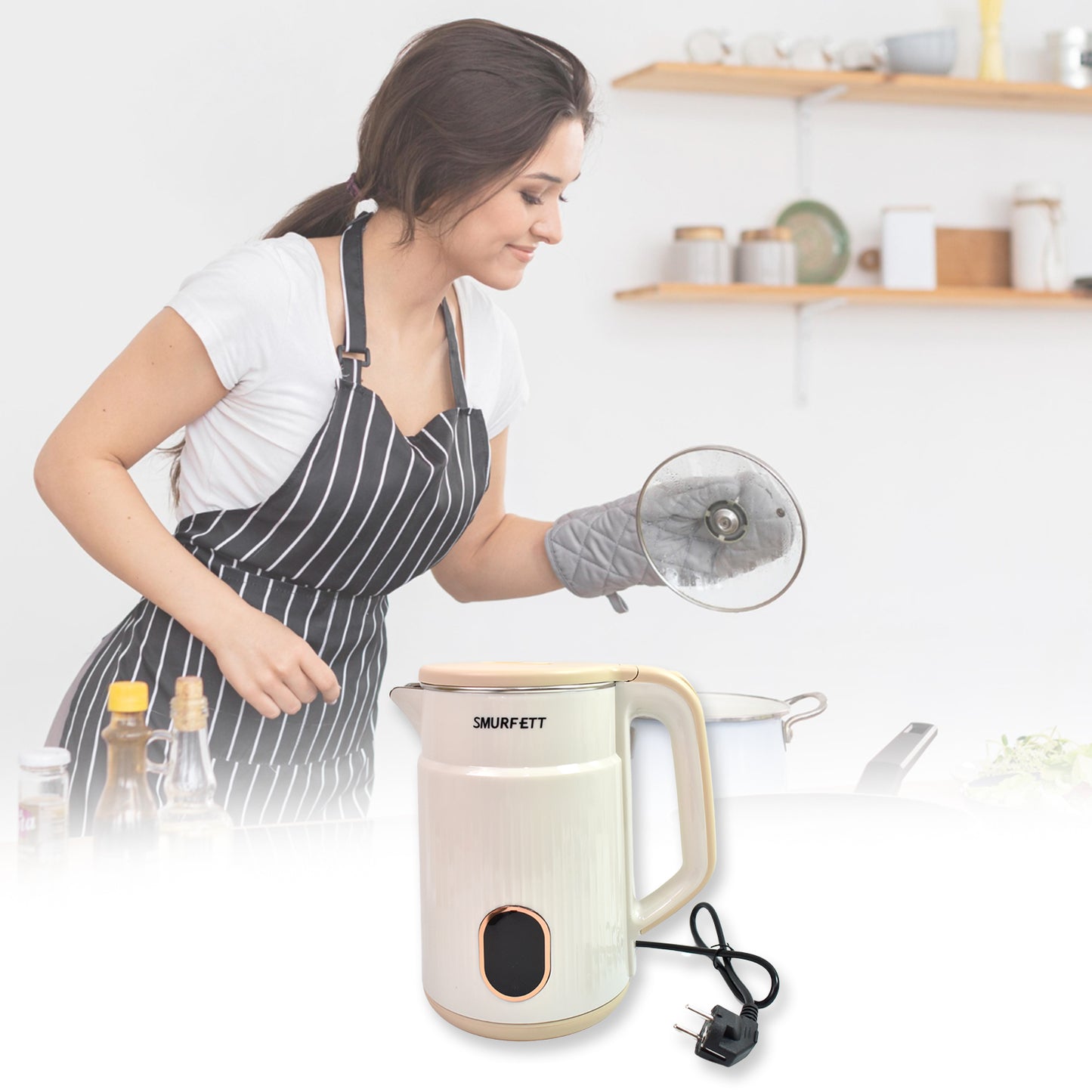 Double Wall Stainless Steel Electric Cordless Tea Kettle (1500w 2.3 Ltr.)