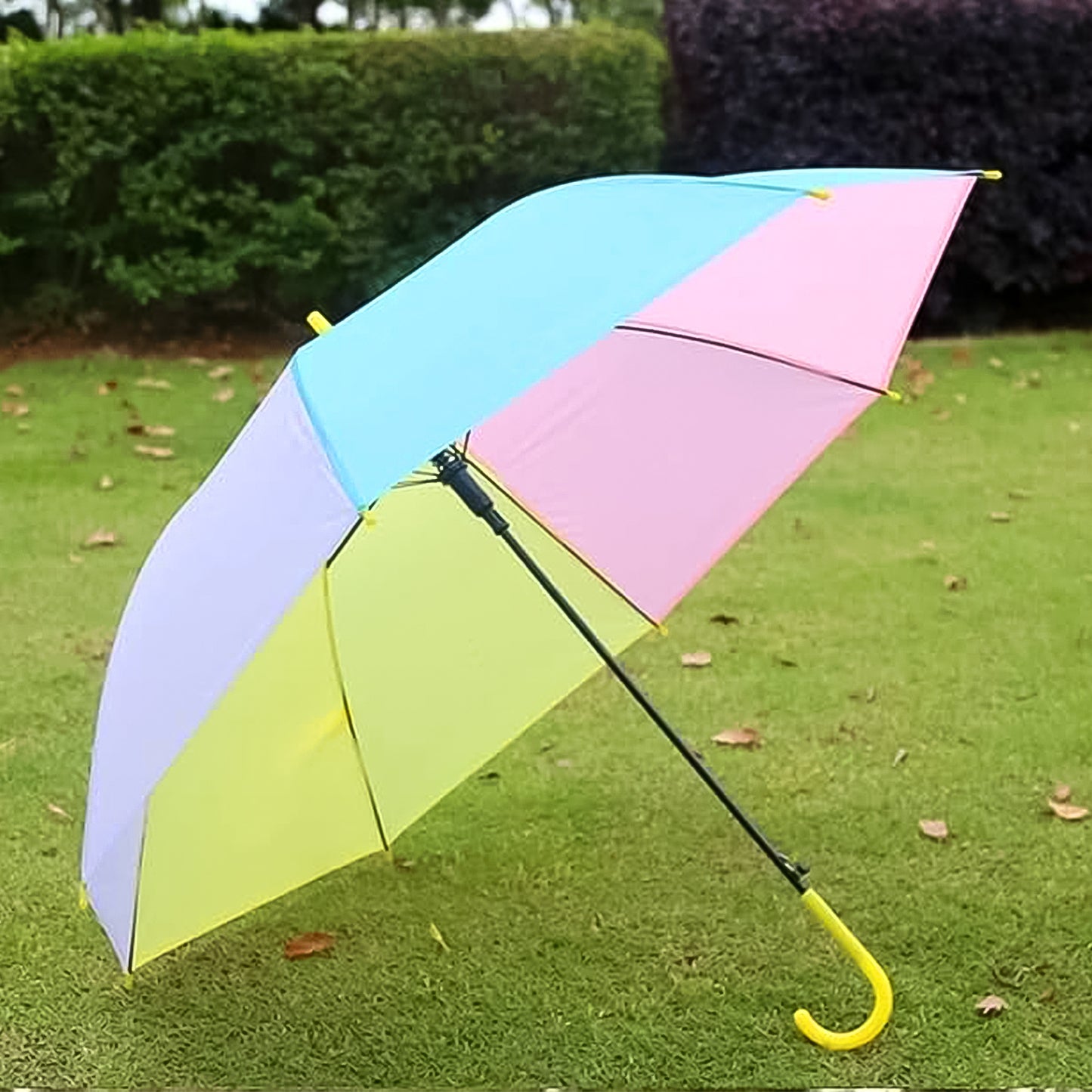 Colorful Rainbow Umbrella Multi-colour J Shaped Handle (1 Pc)