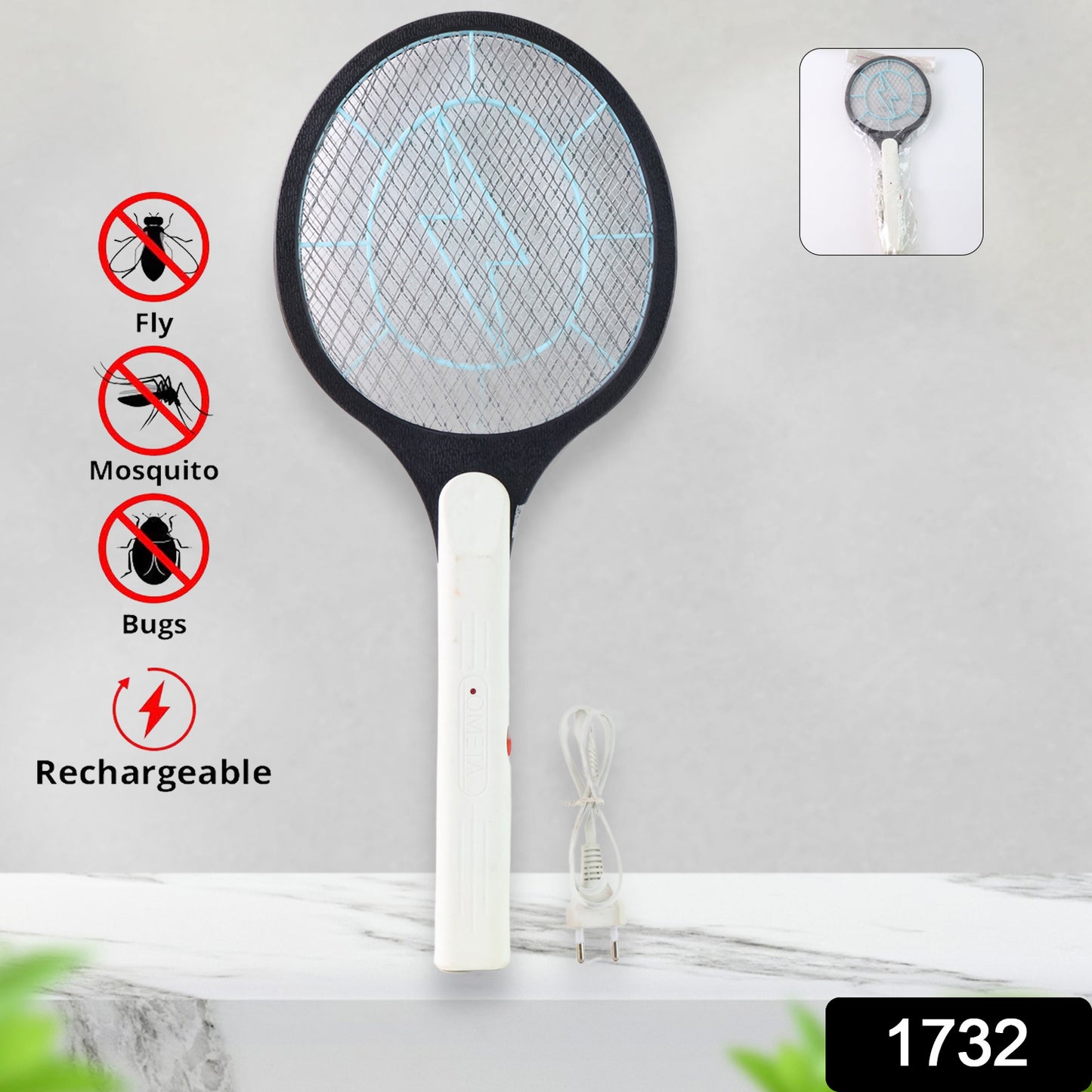 1732 Mosquito Killer Racket Rechargeable Handheld Electric Fly Swatter Mosquito Killer Racket Bat Electric Insect Killer (Quality Assured)
