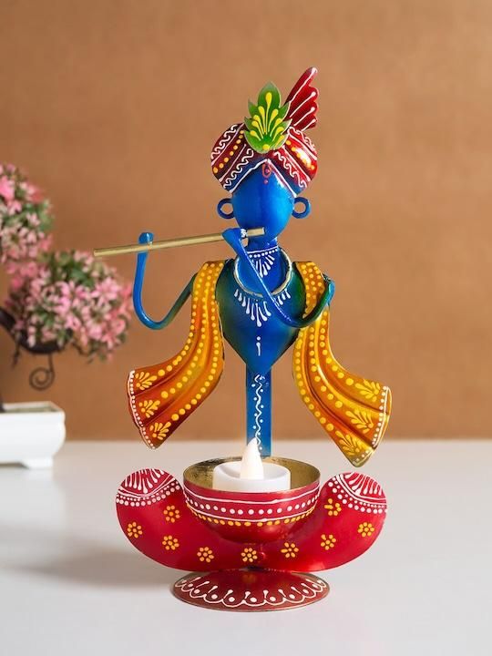 Blue & Red Krishna Idol Showpiece 1rp3z3-0h