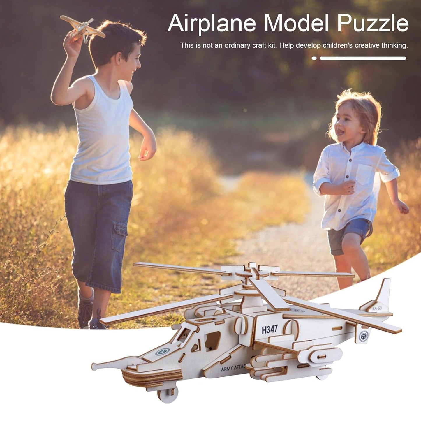 3d Wooden Aircraft Puzzle Diy Assembly Kit (Mix Design  1 Set)