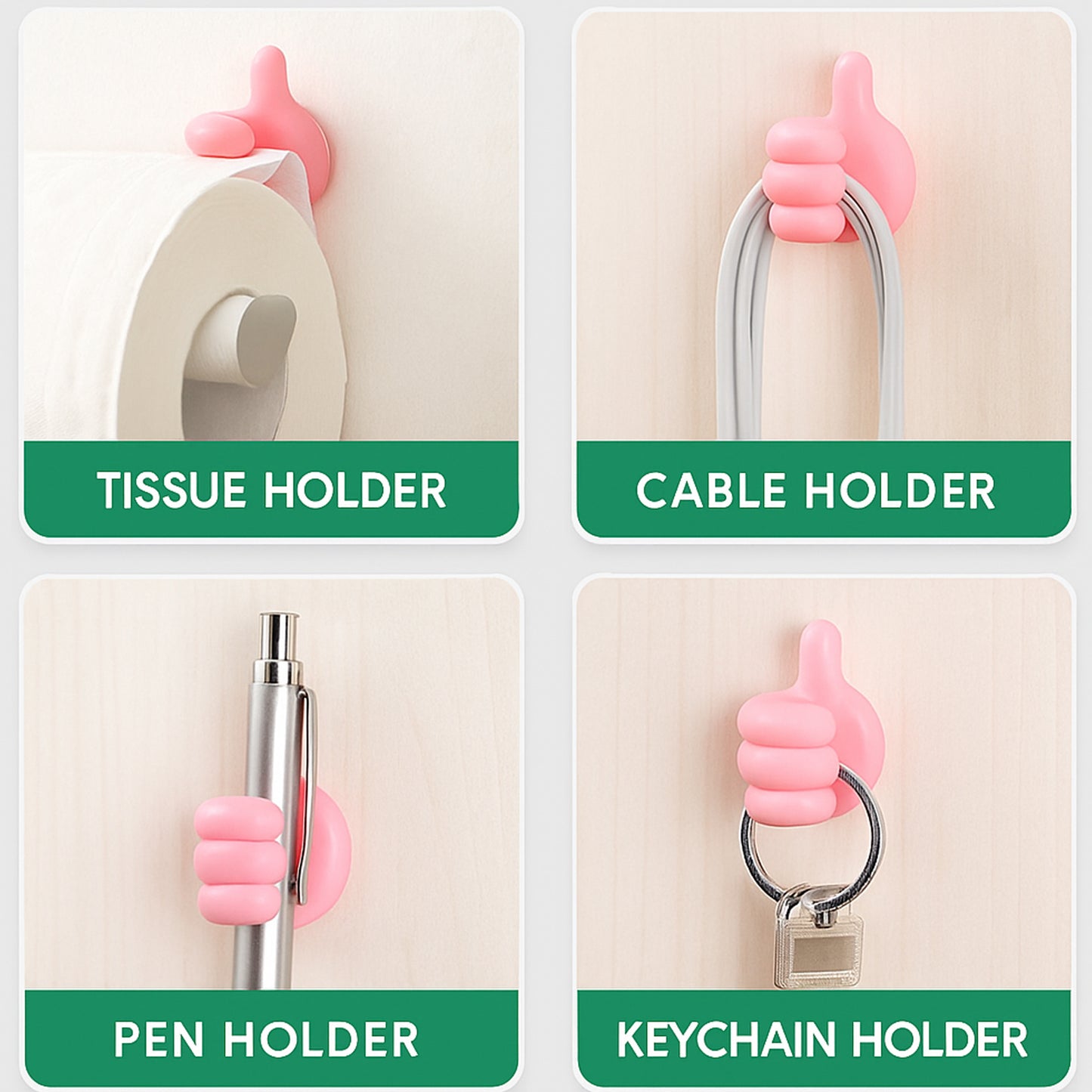 Pink Multifunctional Multi Functional Hand Shape Wall Clip Hanger Keys Cable Holder