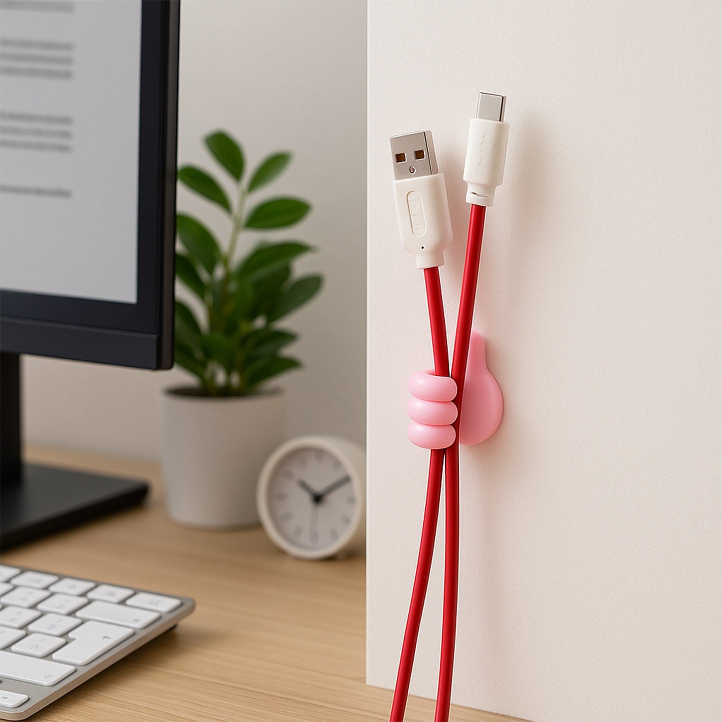 Pink Multifunctional Multi Functional Hand Shape Wall Clip Hanger Keys Cable Holder