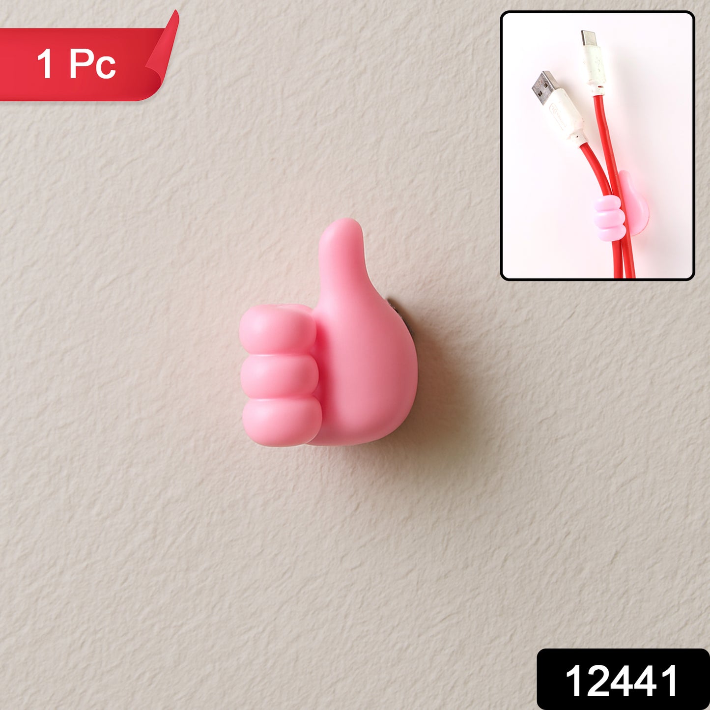 Pink Multifunctional Multi Functional Hand Shape Wall Clip Hanger Keys Cable Holder