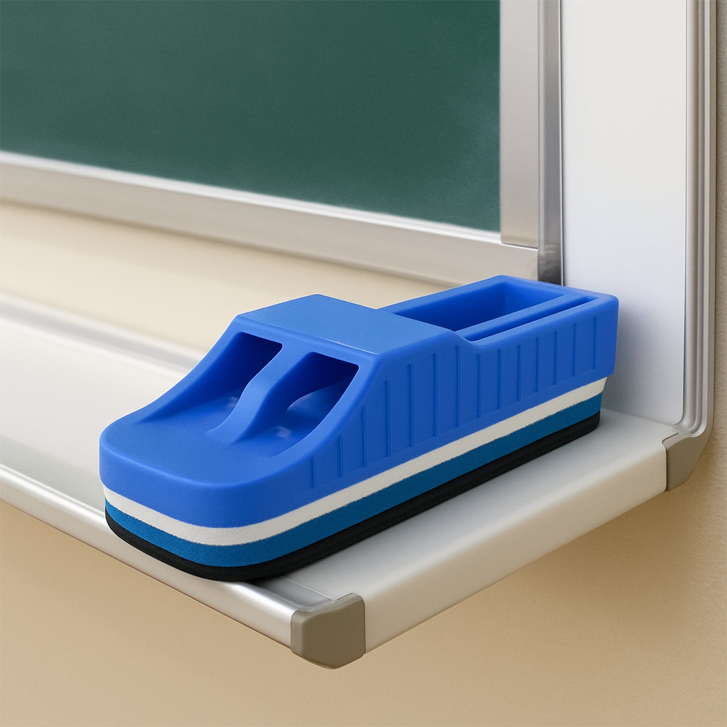 Magnetic 2-in-1 Whiteboard Duster With Dual Marker Holder (1 Pc)