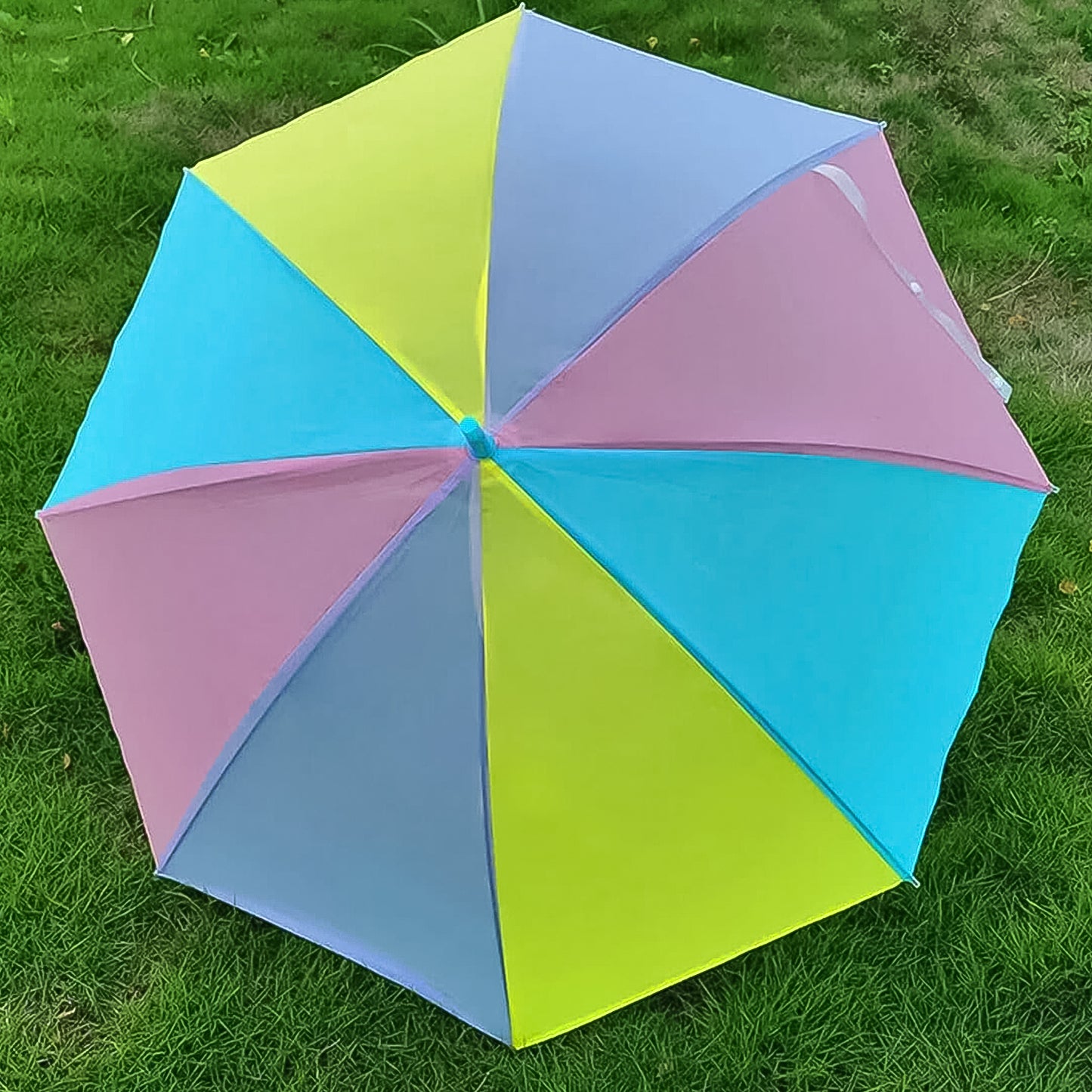 Colorful Rainbow Umbrella Multi-colour J Shaped Handle (1 Pc)