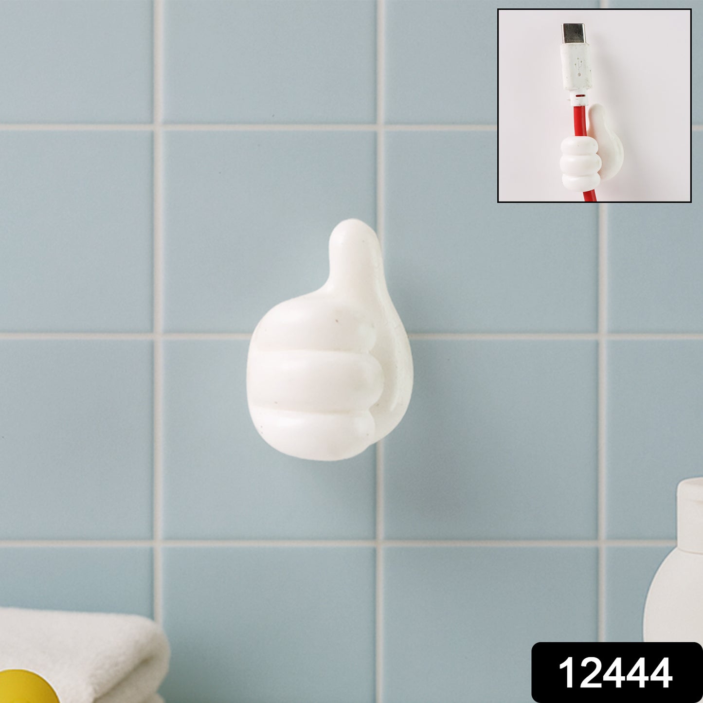 White Multifunctional Multi Functional Hand Shape Wall Clip Hanger Keys Cable Holder