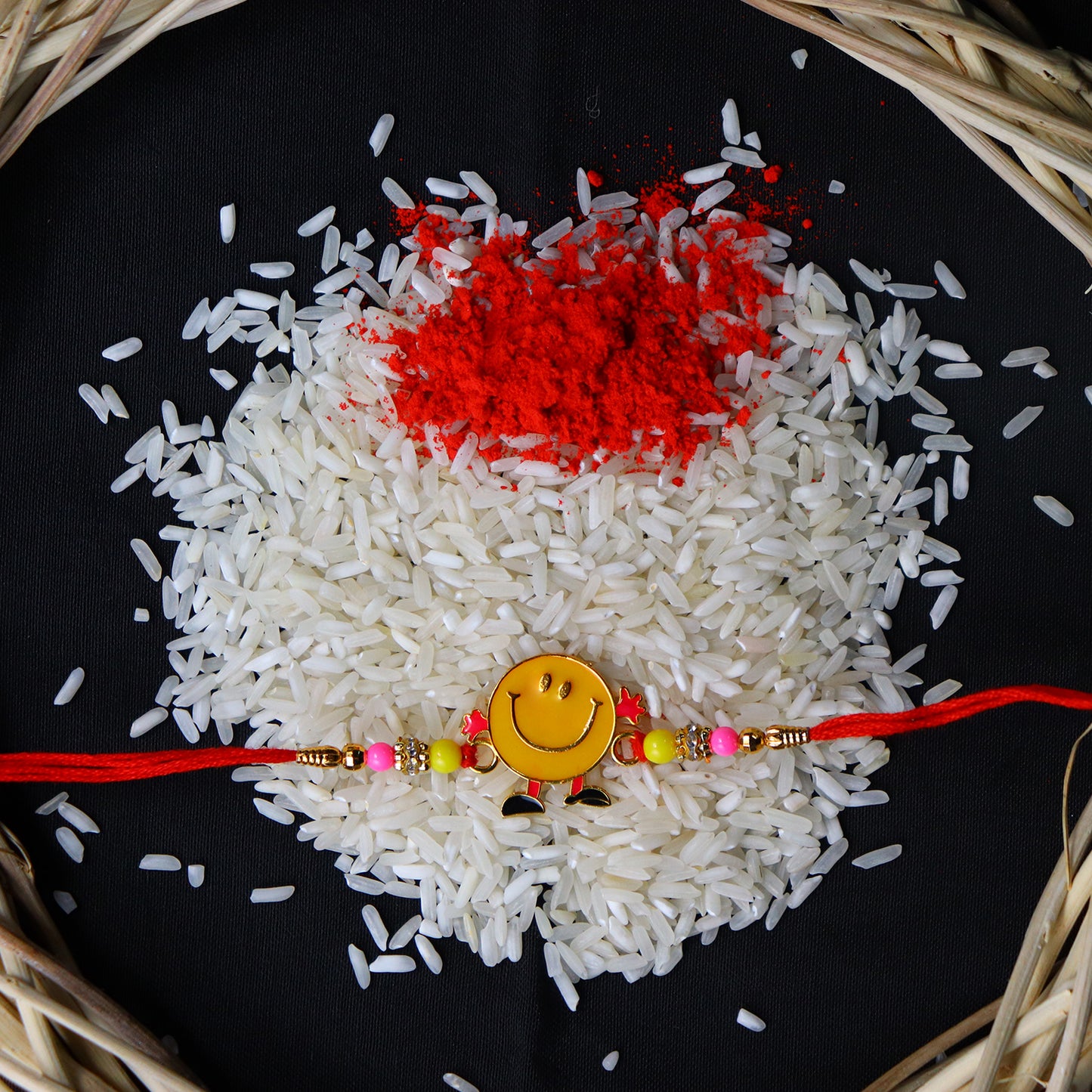 Smiley Face Kids Rakhi With Colorful Beads  Fun  Playful Design