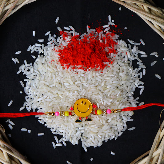 Smiley Face Kids Rakhi With Colorful Beads  Fun  Playful Design