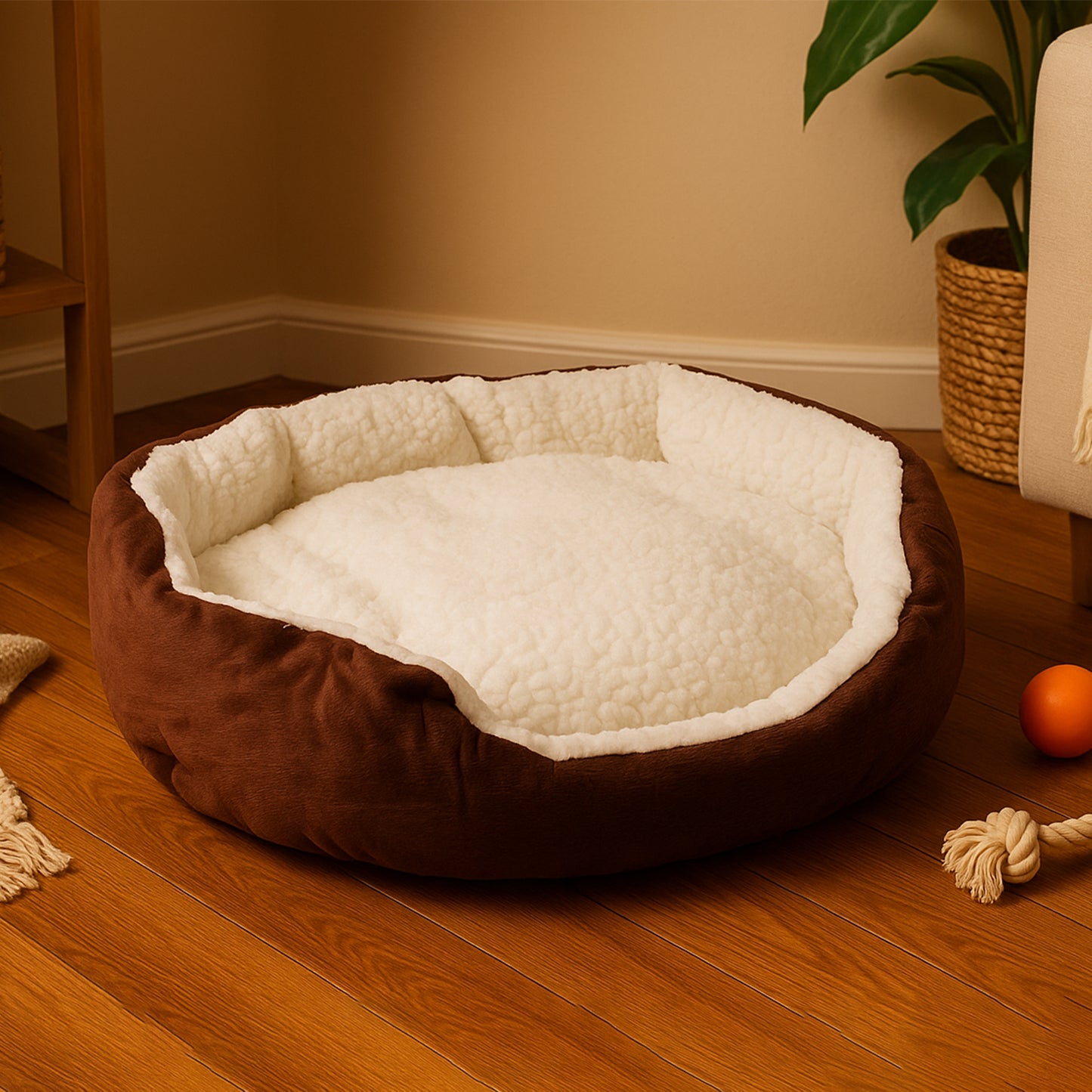 Luxury Soft Plush Round Pet Bed For Cats And Small Dogs (1 Pc)