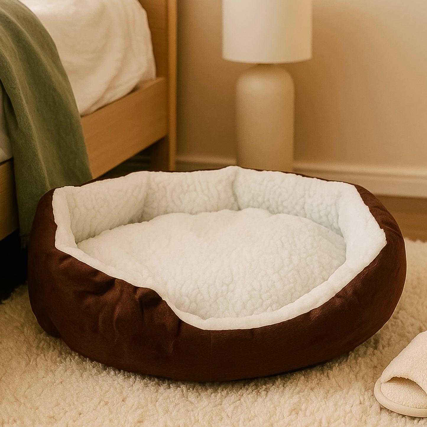 Luxury Soft Plush Round Pet Bed For Cats And Small Dogs (1 Pc)