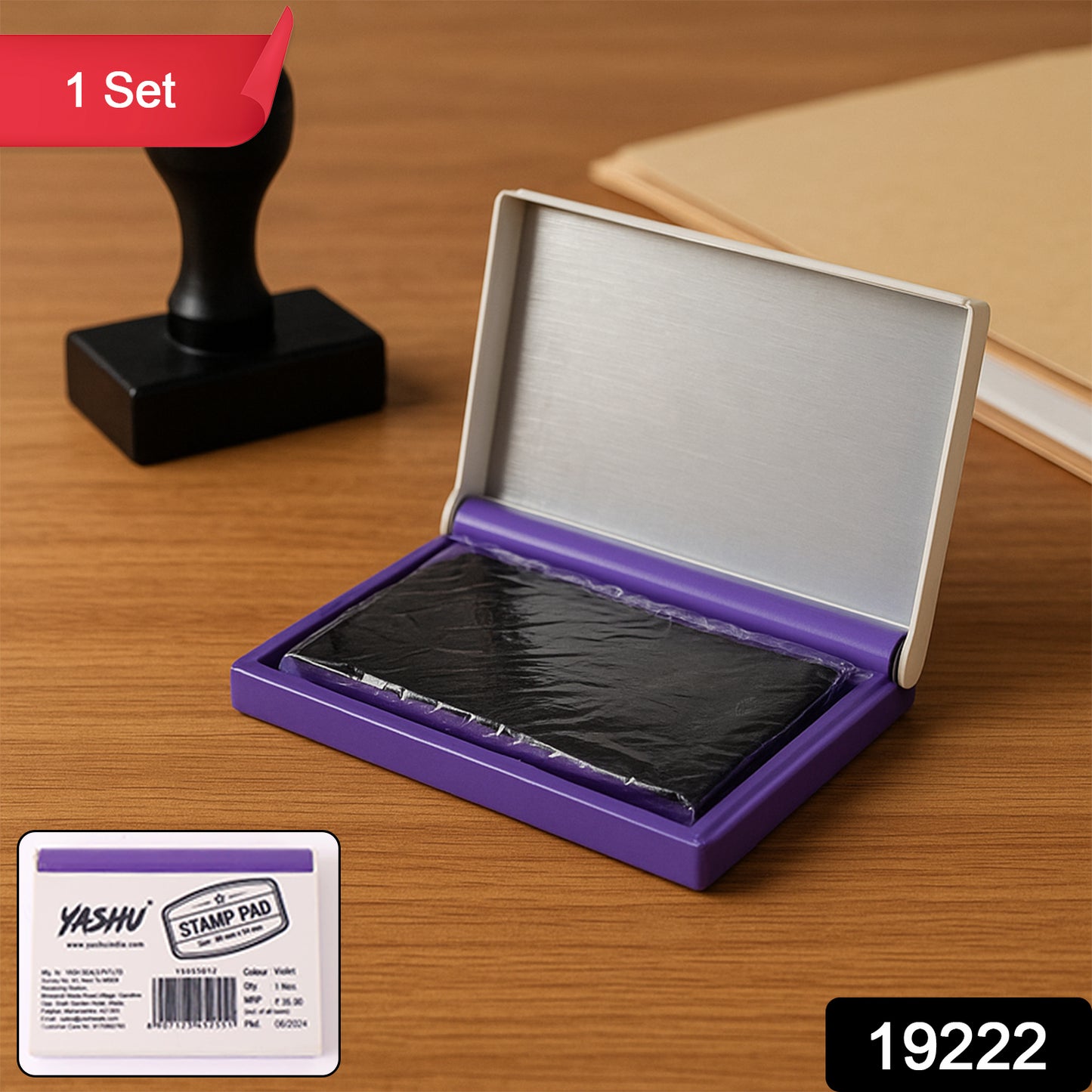Yasu Plastic Stamp Pad Violet Ink Quick-dry Refillable Pad (1 Pc)