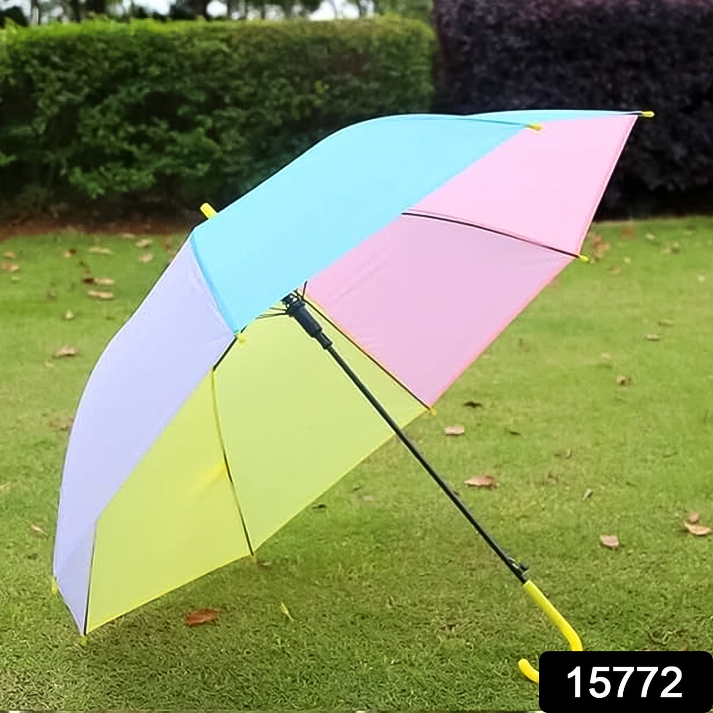 Colorful Rainbow Umbrella Multi-colour J Shaped Handle (1 Pc)