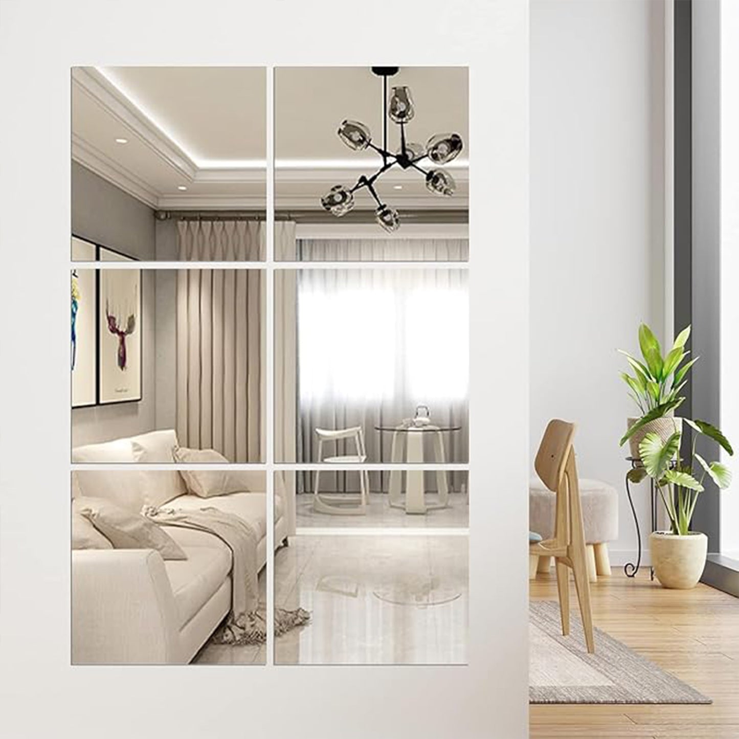 Flexible Acrylic Mirror Set (30x30 Cm  10 Pcs Set)