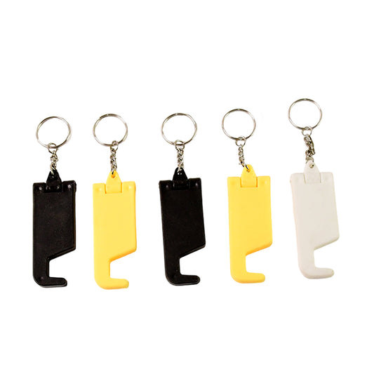 2 In 1 Plastic Keychain With Mobile Stand  Phone Holder (5 Pcs Set  Multicolor)