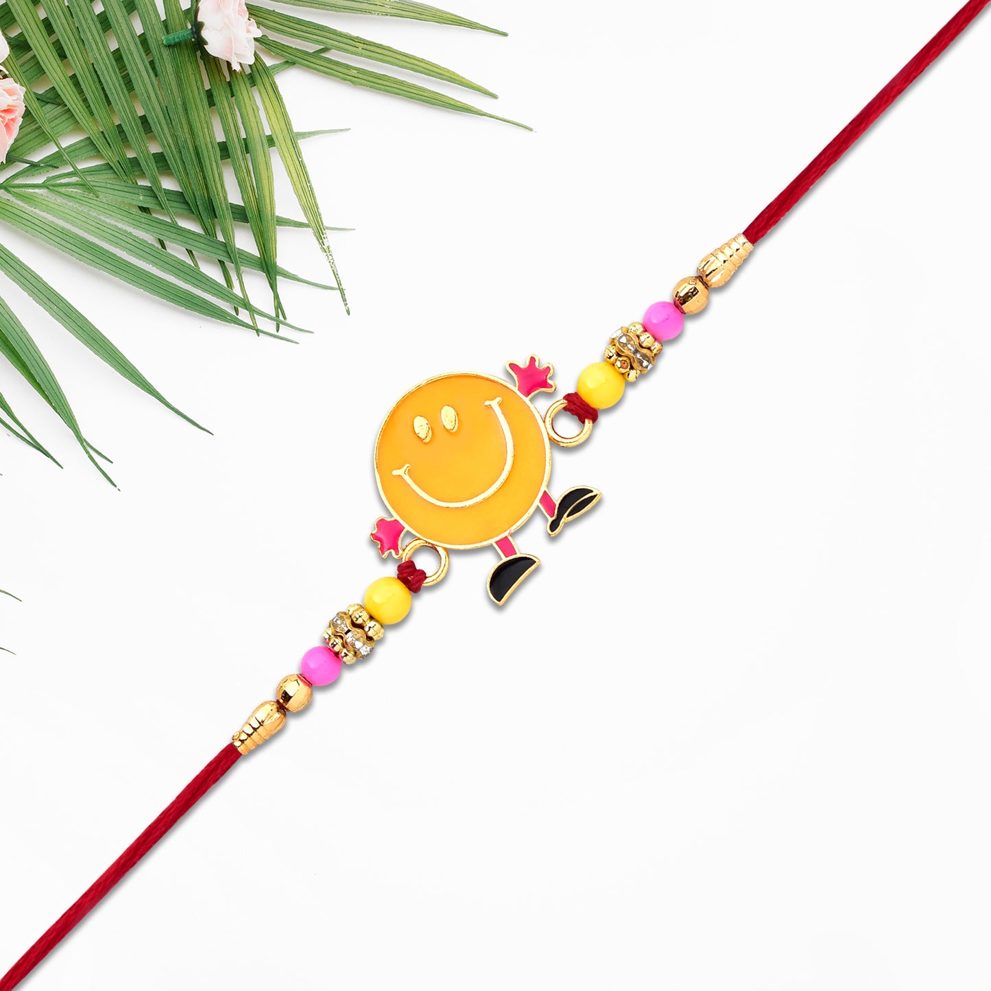 Smiley Face Kids Rakhi With Colorful Beads  Fun  Playful Design