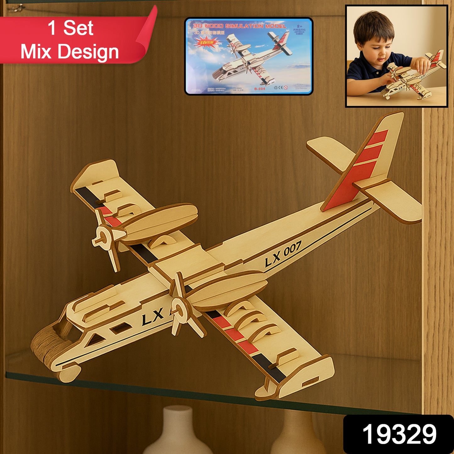3d Wooden Aircraft Puzzle Diy Assembly Kit (Mix Design  1 Set)