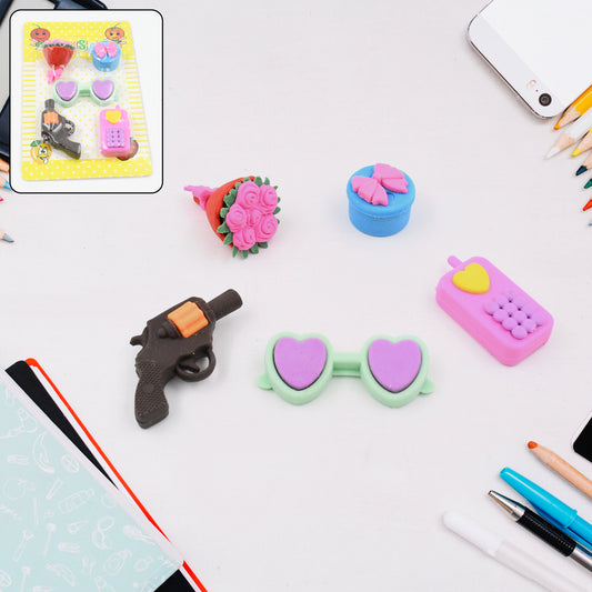 18027 Mix Design 1 Set Fancy  Stylish Colorful Erasers For Children Different Designs  Mix Eraser Set For Return Gift Birthday Party School Prize (1 Set)