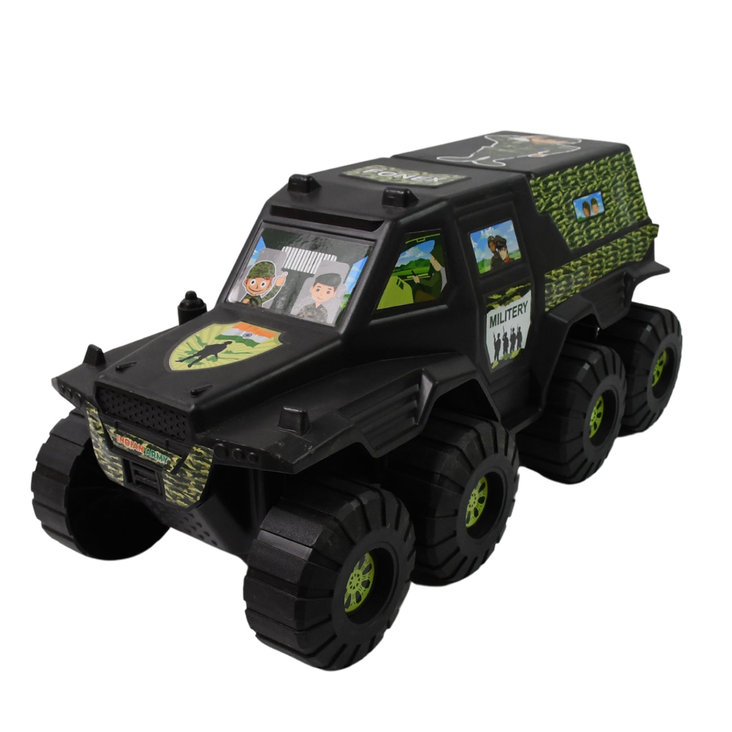Big Military 8-wheel Plastic Car Toy (1 Pc)